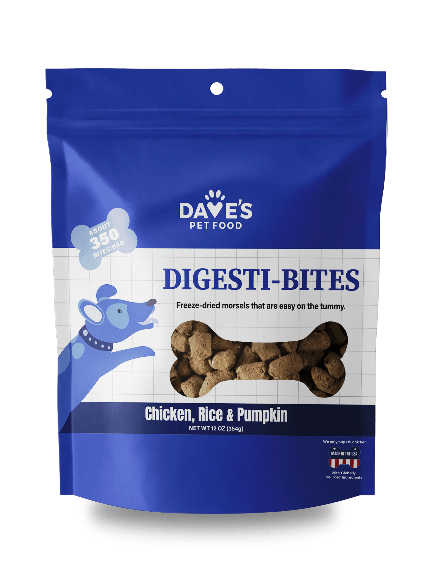 Dave's Digesti-Bites Chicken, Rice & Pumpkin Dog Treats /12 oz
