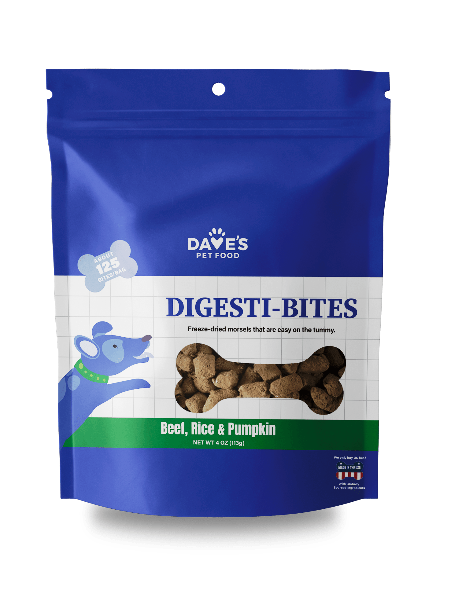 Dave's Digesti-Bites Beef, Rice & Pumpkin Dog Treats /4 oz