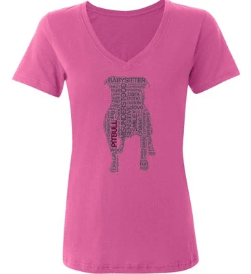 Pit Bull Text Ladies V-Neck Shirt