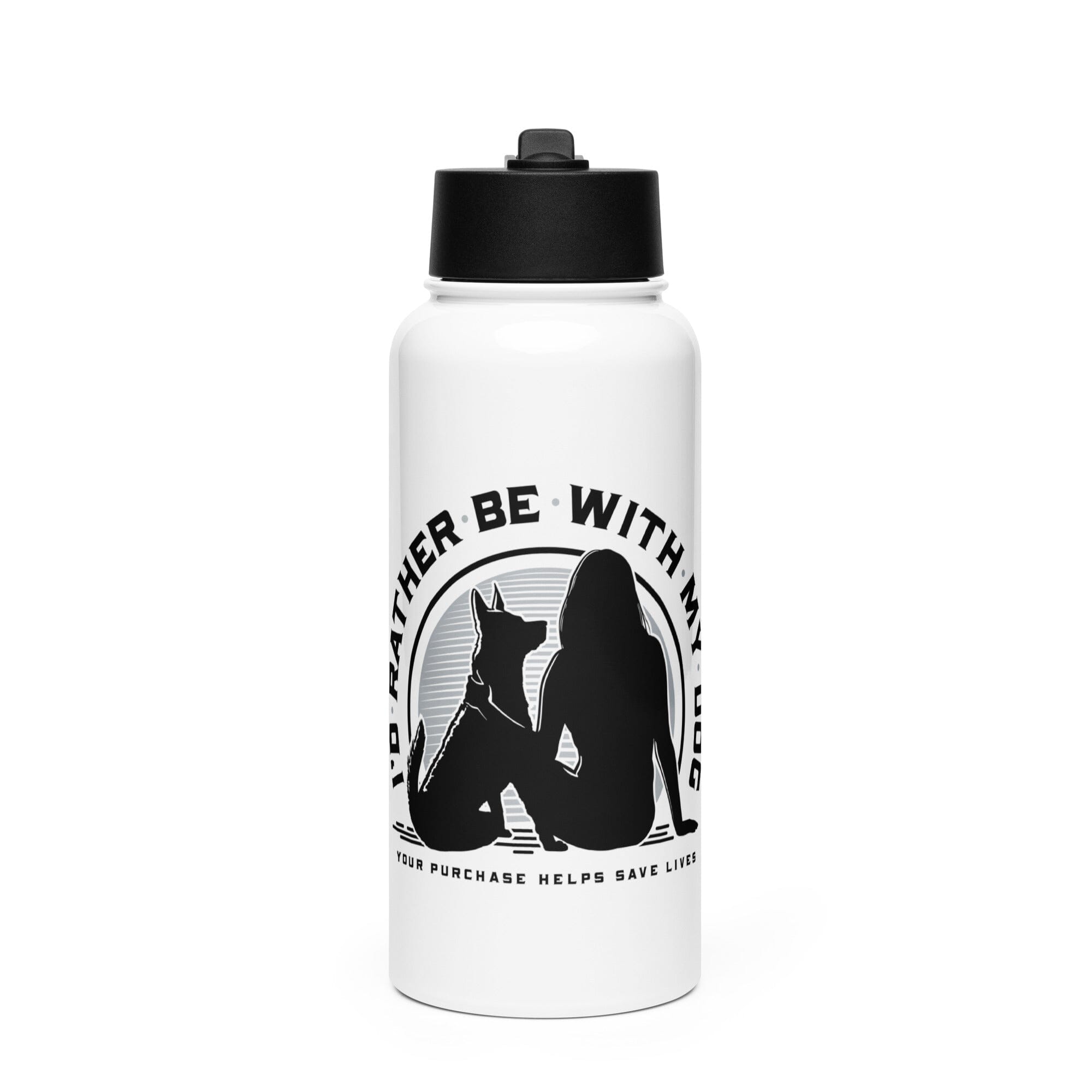 Stainless steel water bottle with a straw lid