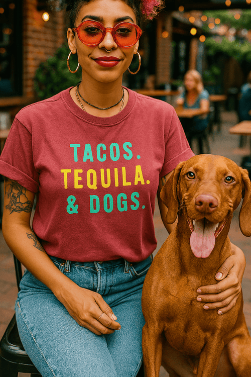 Dogs & Tequila Unisex T (Pigment Dyed)