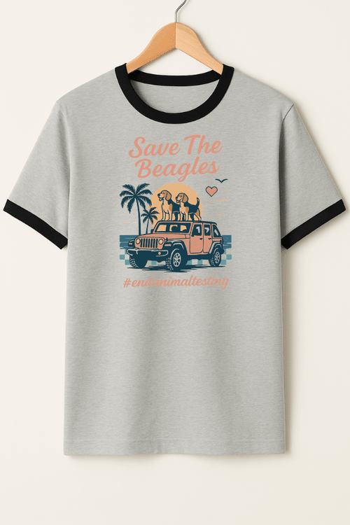 Save the Beagles Beach Uni Ringer T (ALL PROFIT DONATED)