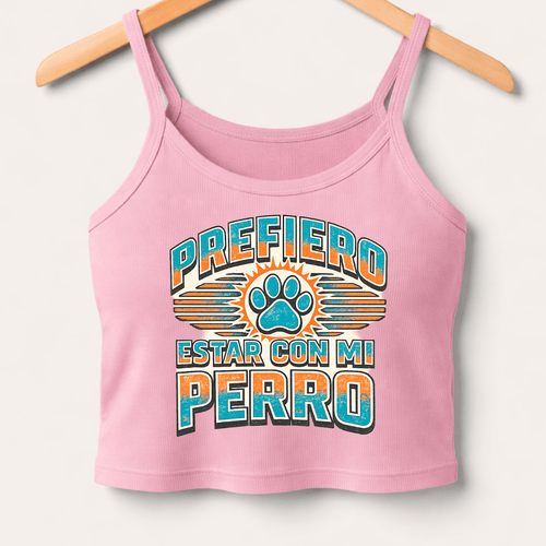 Prefiero Estar Con Mi Perro Ladies Rib Tank