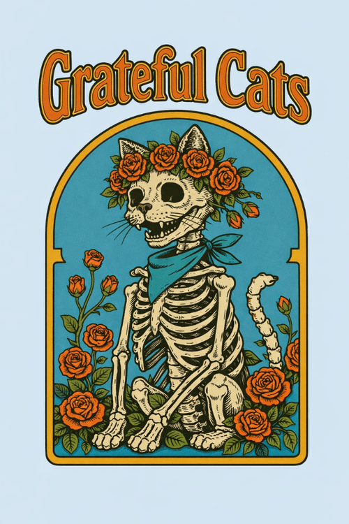 Grateful Cat Skeletons Crewneck Sweatshirt
