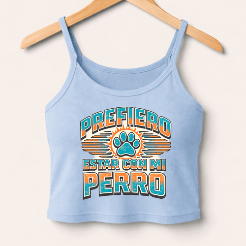 Prefiero Estar Con Mi Perro Ladies Rib Tank
