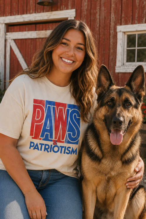 NEW - Paws & Patriotism Pigment Dyed Uni T