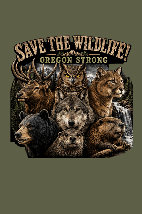 Save the Wildlife Oregon Pigment Dyed Uni T (All Profit Donated)
