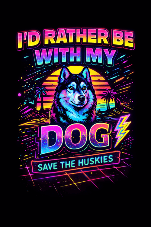 Rather Be With My Husky Neon Vibes Crewneck (ALL PROFIT DONATED)