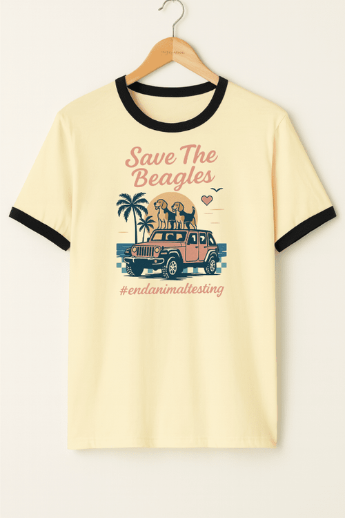 Save the Beagles Beach Uni Ringer T (ALL PROFIT DONATED)
