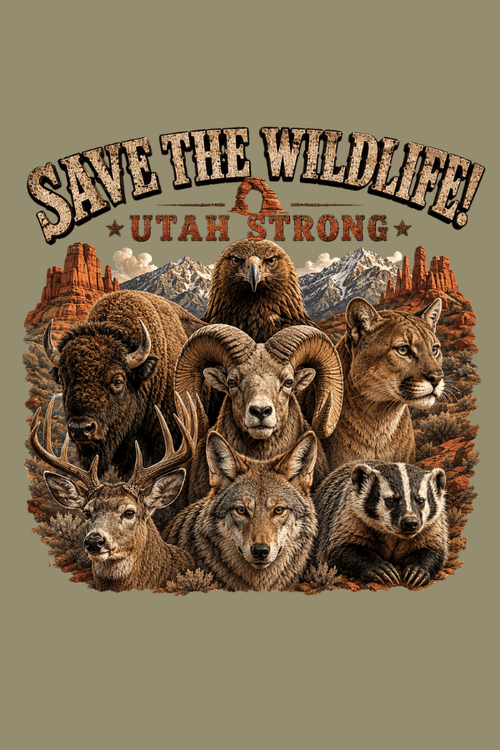 Save the Wildlife Utah Pigment Dyed Uni T (All Profit Donated)
