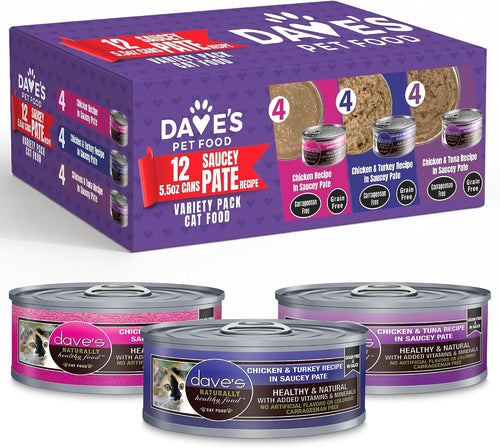 5.5 oz Saucey Pate Cat Food Variety Pack - 12 Pack