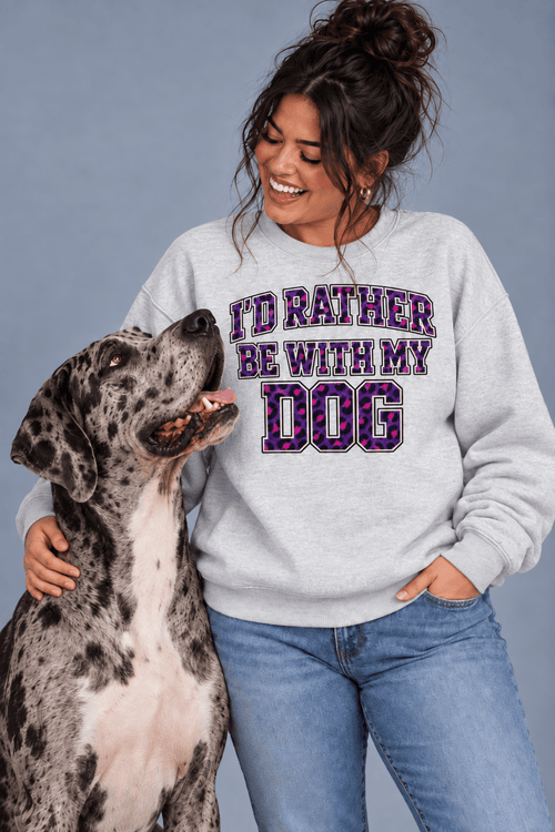 Purple Leopard Varsity Crewneck Sweatshirt (Single)