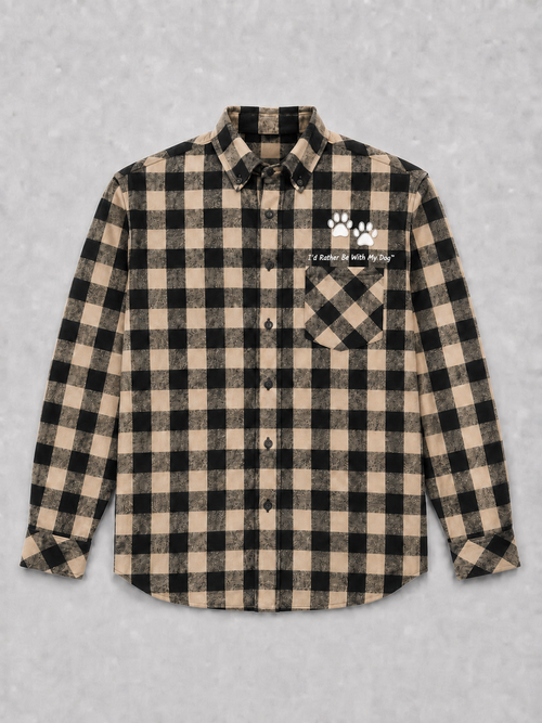 Paw Print Flannel Button Down Shirt