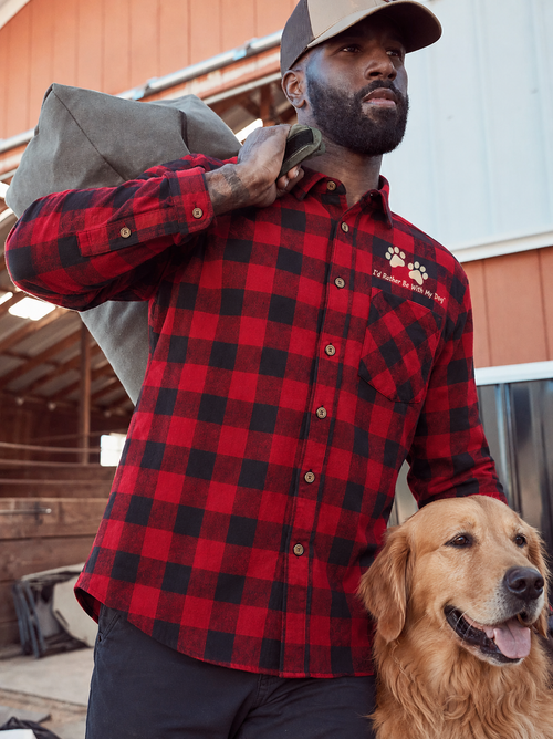 Paw Print Flannel Button Down Shirt
