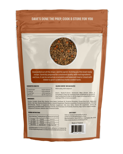 Dave's Chicken & Brown Rice, Goat Milk Pouch Recipe for Dogs / 10 Pack - 9 oz Pouches