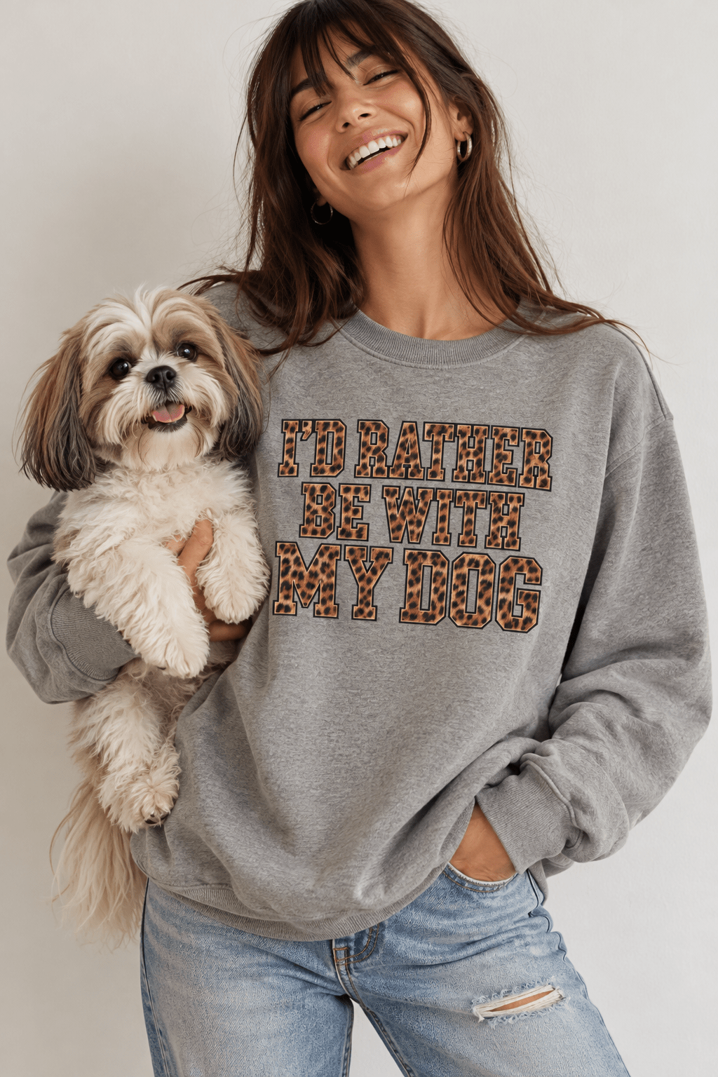 Single Premium Boho Premium Leopard Jersey (Single) – I'd Rather Be With My Dog