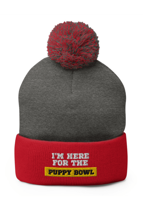 Puppy Bowl Pom-Pom Beanie