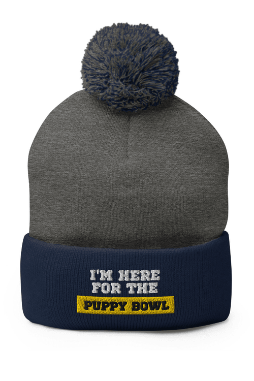 Puppy Bowl Pom-Pom Beanie