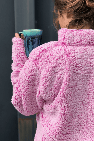 Pink sherpa outlet pullover